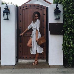 WHO WHAT WEAR | striped button down dress.